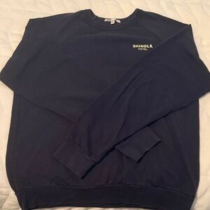 Shinola Navy Crewneck Sweatshirt with Gold Logo - Unisex